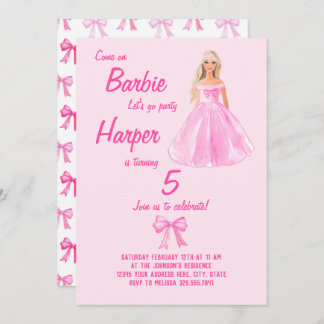 Preppy Girl Doll Birthday Coquette Invitation