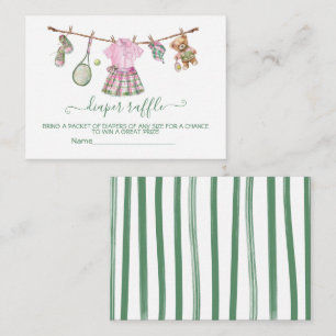 Preppy Girl Tennis clothesline Diaper Raffle card