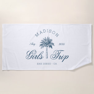 Preppy Girls Trip Bachelorette Weekend Beach Palm Towel