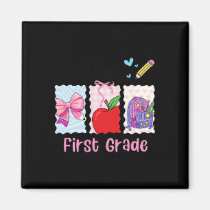 Preppy Girly Back To School Hello First Grade Teac Magnet