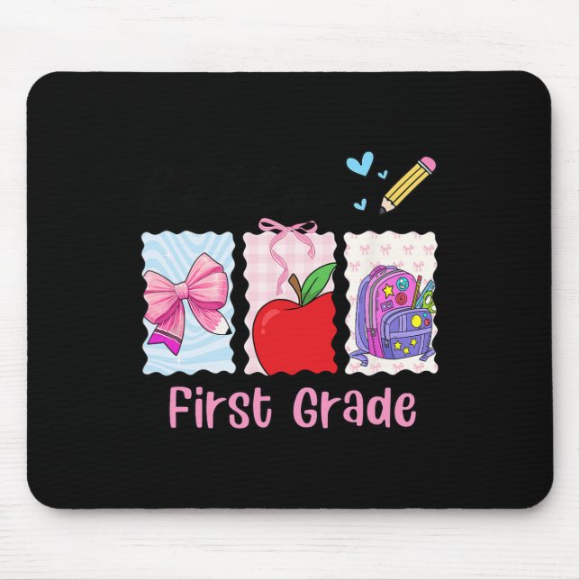 Preppy Girly Back To School Hello First Grade Teac Mouse Pad (Front)