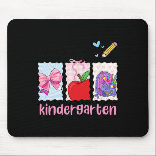 Preppy Girly Back To School Hello Kindergarten Tea Mouse Pad