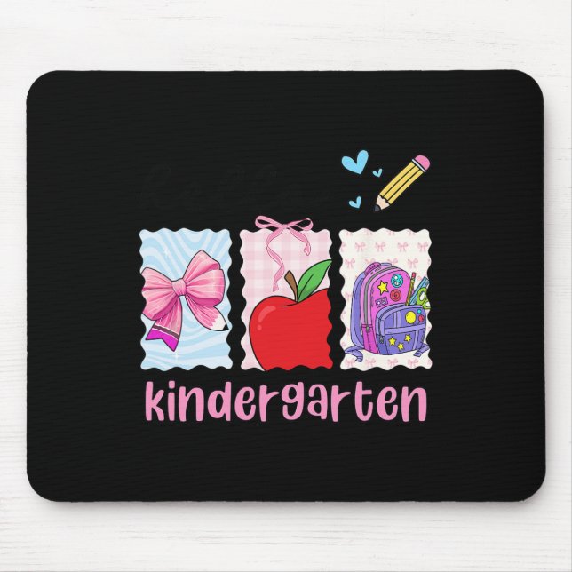 Preppy Girly Back To School Hello Kindergarten Tea Mouse Pad (Front)