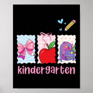 Preppy Girly Back To School Hello Kindergarten Tea Poster