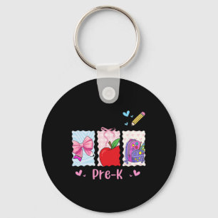 Preppy Girly Back To School Hello Pre-k Preschool Key Ring