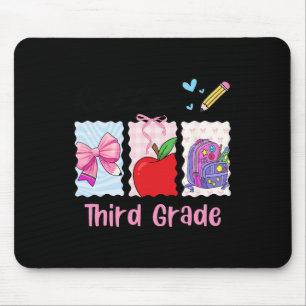 Preppy Girly Back To School Hello Third Grade Teac Mouse Pad