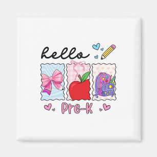 Preppy Girly Ck To School Hello Pre-k Preschool Te Magnet