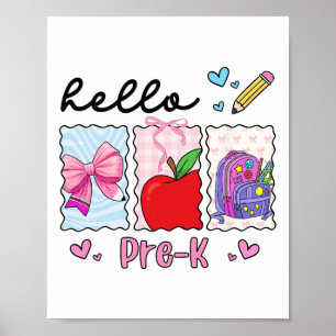 Preppy Girly Ck To School Hello Pre-k Preschool Te Poster