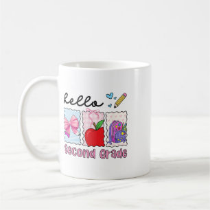 Preppy Girly Ck To School Hello Second Grade Teach Coffee Mug