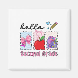 Preppy Girly Ck To School Hello Second Grade Teach Magnet