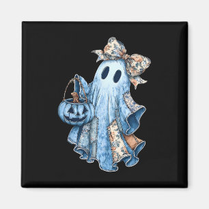 Preppy Girly Coquette Bow Patchwork Ghost Fall Hal Magnet