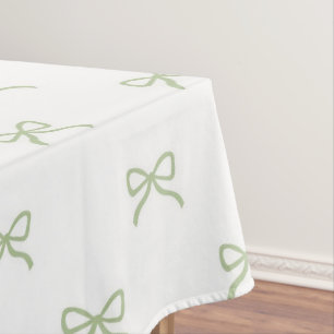 Preppy Girly Green Bow Pattern Spring & Summer Tablecloth