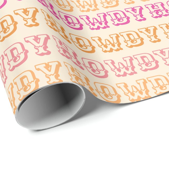 Preppy Girly Howdy Hot Pink Orange  Wrapping Paper (Roll Corner)