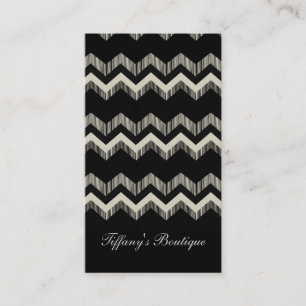 Preppy Girly Pattern Black And Grey Chevron Business Card