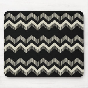 Preppy Girly Pattern Black And Grey Chevron Mouse Pad
