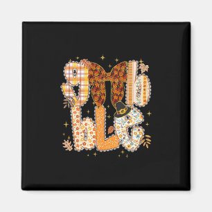 Preppy Gobble Coquette Lace Bow Fall Thanksgiving Magnet