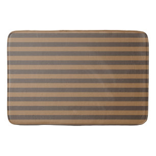  Preppy Gold and Bronze Stripes Geometric Pattern Bath Mat
