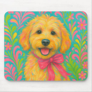 Preppy Golden Doodle Mouse Pad