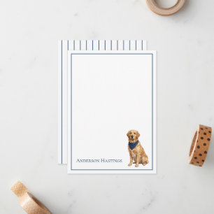 Preppy Golden Retriever and Stripes Card