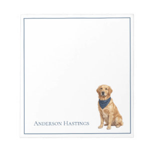 Preppy Golden Retriever Personalised Notepad
