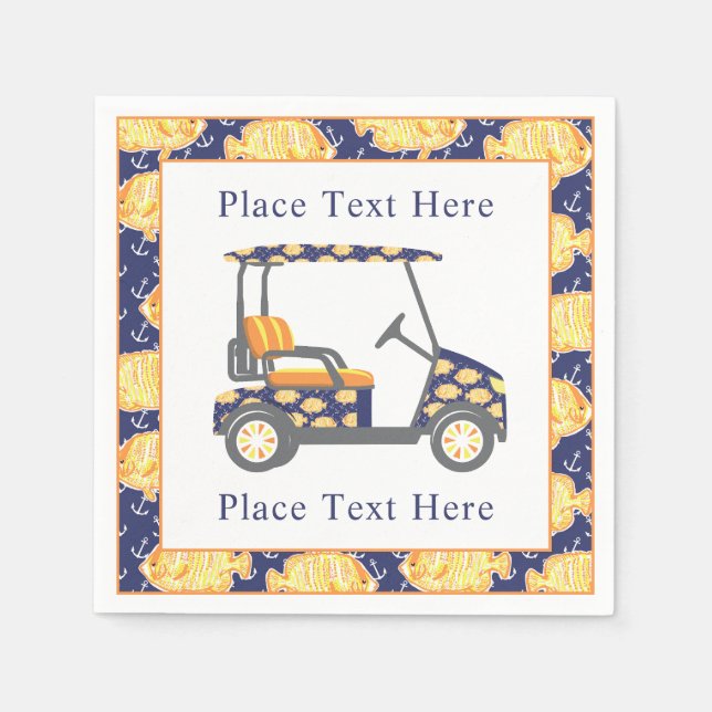Preppy Goldfish Golf Cart Napkin (Front)