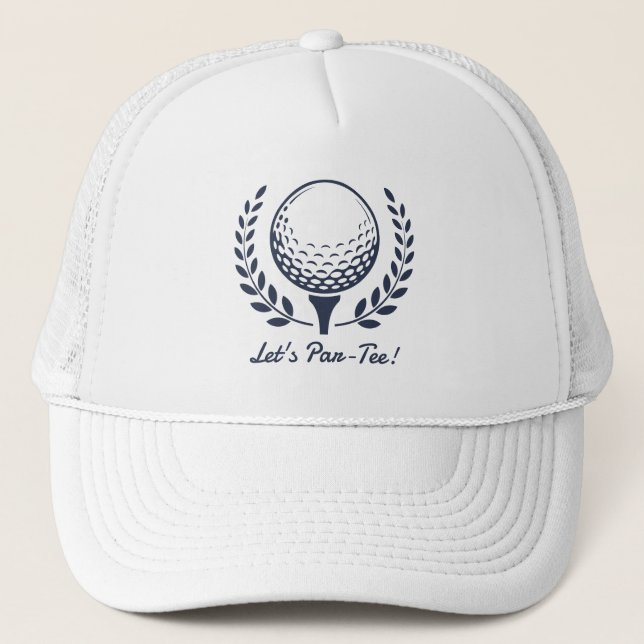 Preppy Golf Birthday Party Trucker Hat (Front)