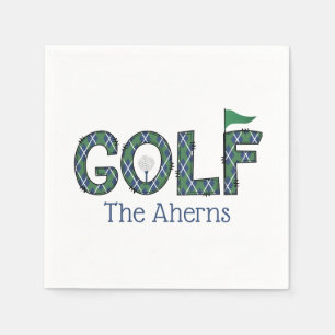 Preppy Golf Blue Green Argyle Custom  Napkin
