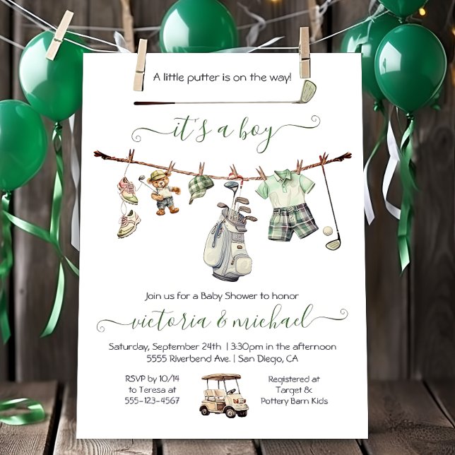 Preppy Golf Boy Baby Shower Invitation (Creator Uploaded)