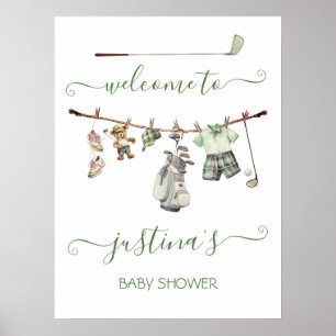 Preppy Golf Boy Baby Shower Welcome Sign