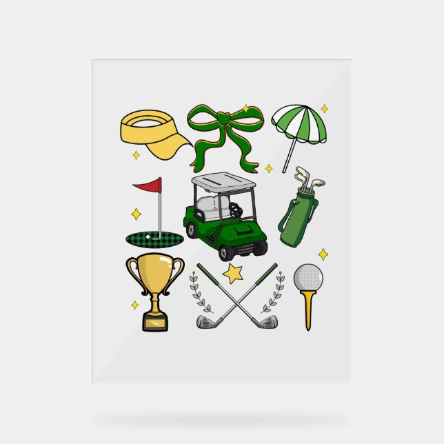 Preppy Golf Coquette Acrylic Sign (Front)