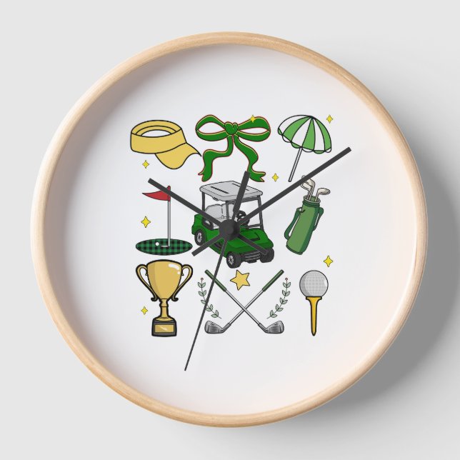 Preppy Golf Coquette Clock (Front)