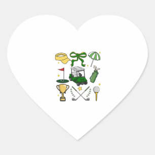 Preppy Golf Coquette Heart Sticker