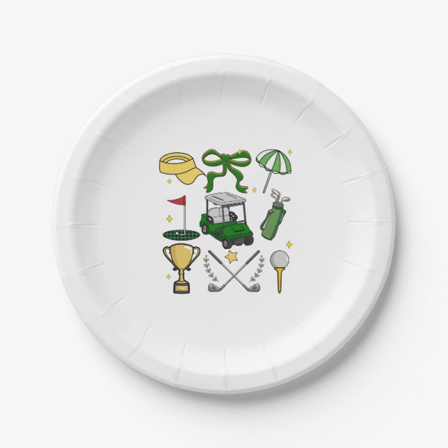 Preppy Golf Coquette Paper Plate (Front)