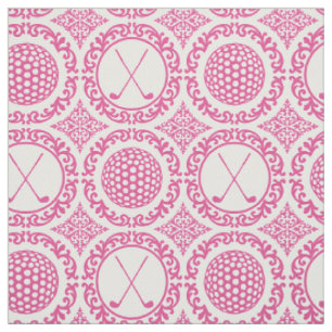 Preppy Golf Damask - Hot Pink Fabric