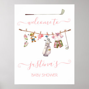 Preppy Golf Girl Baby Shower Welcome Sign