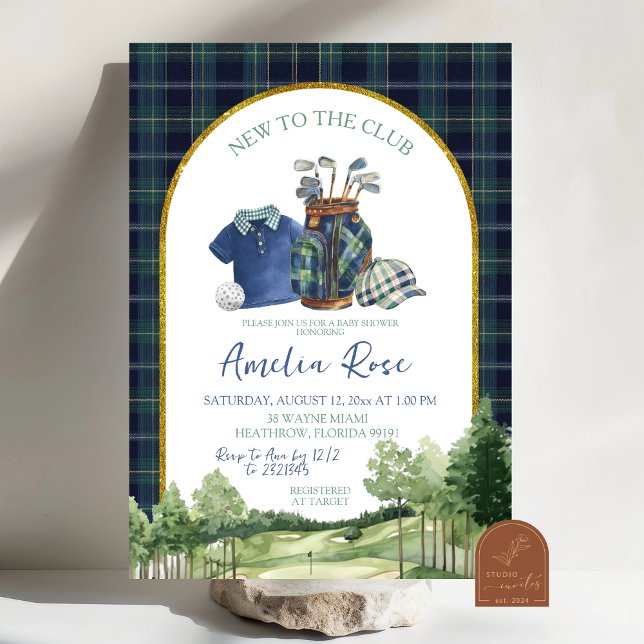 Preppy Golf New to the Club Baby Shower Invitation (Creator Uploaded)