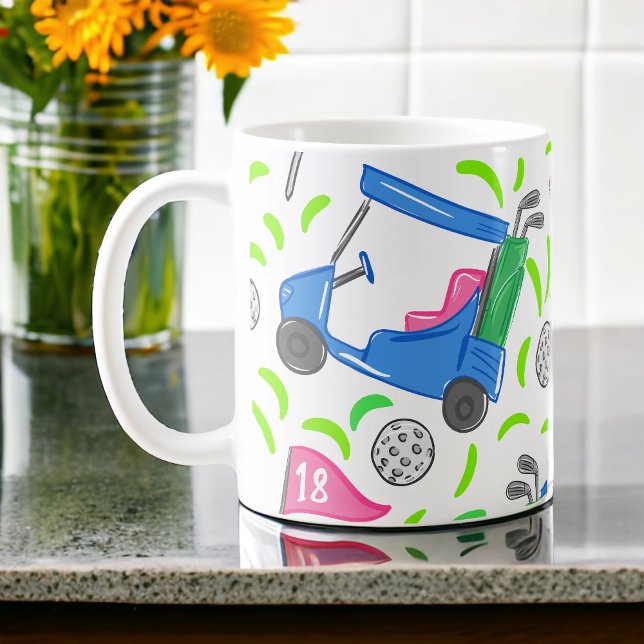 Preppy Golf Pattern  | Golf Cart Tee Ball Coffee Mug (Creator Uploaded)