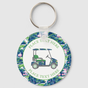 Preppy Golf Print Golf Cart Key Ring