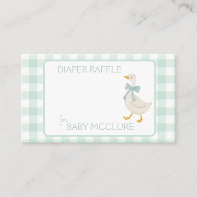 Preppy Goose Baby Shower Diaper Raffle Enclosure Card (Front)