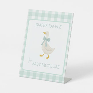 Preppy Goose Baby Shower Diaper Raffle Pedestal Sign