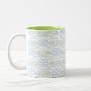 Preppy Grandmillennial Coquette Preppy Floral  Two-Tone Coffee Mug