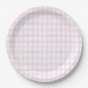Preppy Grandmillennial Dolly and Me Pink Gingham Paper Plate