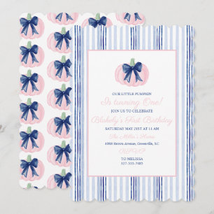 Preppy Grandmillennial Navy Our Little Pumpkin  Invitation