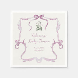 Preppy Grandmillennial Pink Girl Baby Shower Napkin