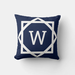 Preppy Graphic Border Monogram Cushion