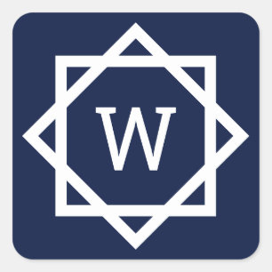 Preppy Graphic Border Monogram Square Sticker