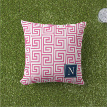Preppy Greek Key Monogram – Hot Pink & Navy