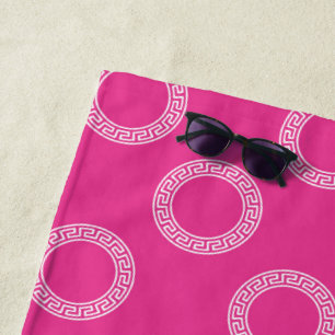 Preppy Greek Key Ring Circles Sorority INITIALS Beach Towel