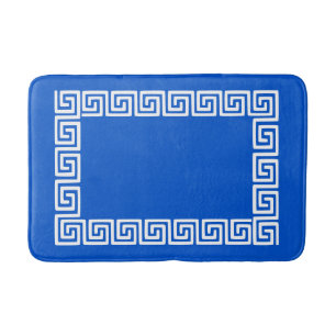 Preppy Greek Key – Royal Blue & White Bath Mat