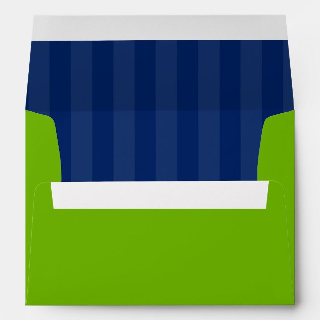 Preppy Green and Navy Blue Stripes Envelope (Back (Bottom))